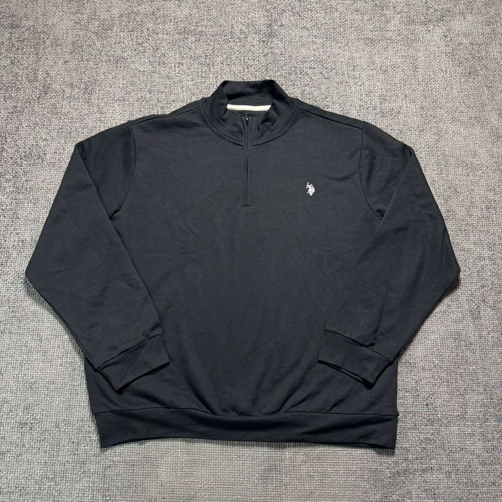 U.S. Polo Assn. Quarter Zip NWT Pullover Mens XL Black Embroidered Logo